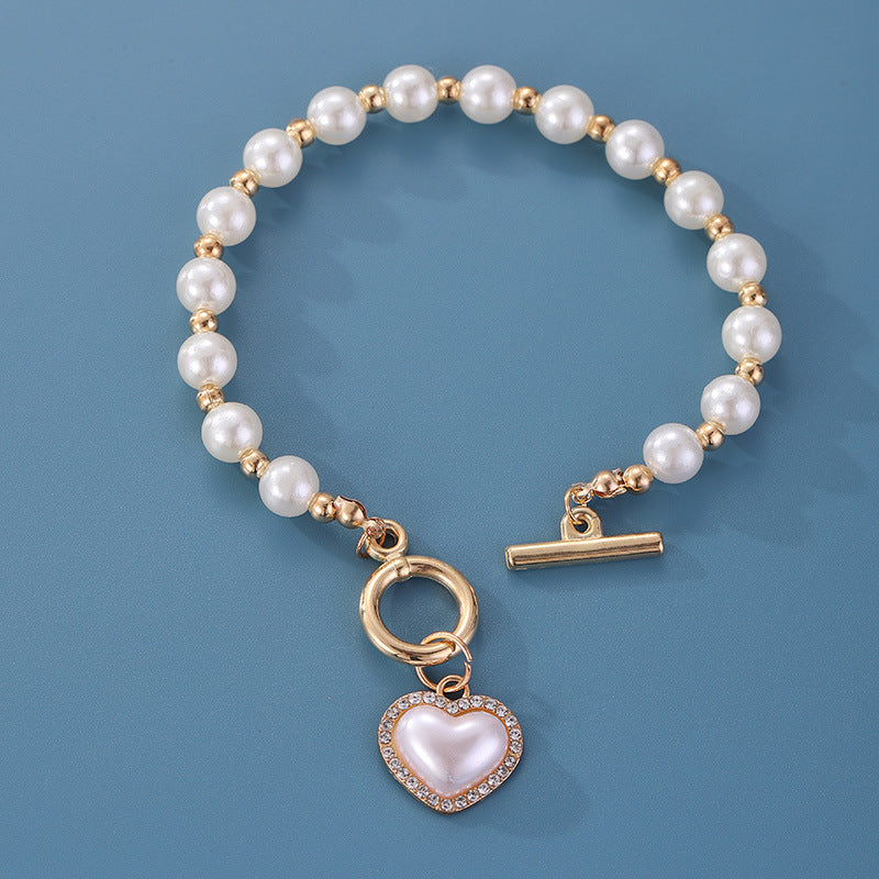 Imitation Pearl Love Necklace