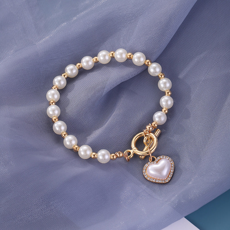 Imitation Pearl Love Necklace